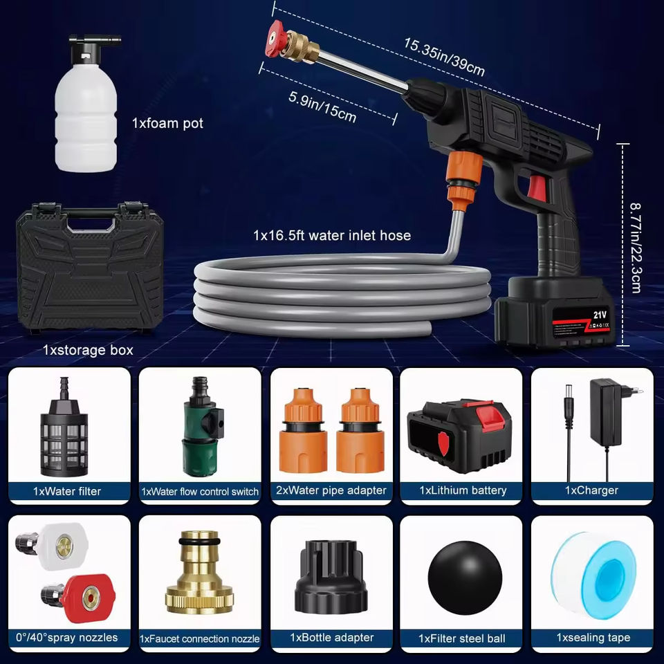 Infinite High-Pressure Car Wash Machine 1200 PSI - Portable Electric Washer with 45min Runtime 6-in-1 Nozzle Ergonomic Handle