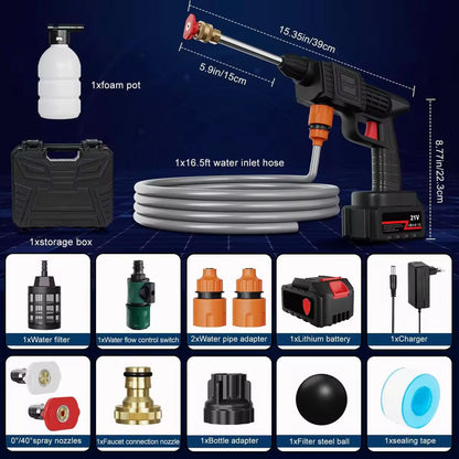 Infinite High-Pressure Car Wash Machine 1200 PSI - Portable Electric Washer with 45min Runtime 6-in-1 Nozzle Ergonomic Handle