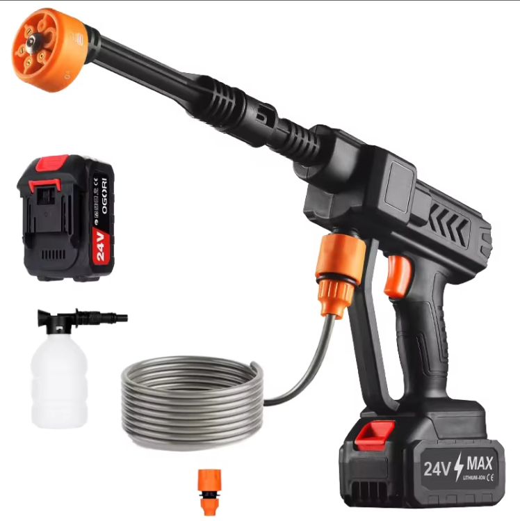 Infinite High-Pressure Car Wash Machine 1200 PSI - Portable Electric Washer with 45min Runtime 6-in-1 Nozzle Ergonomic Handle