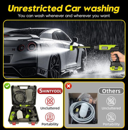 Infinite High-Pressure Car Wash Machine 1200 PSI - Portable Electric Washer with 45min Runtime 6-in-1 Nozzle Ergonomic Handle