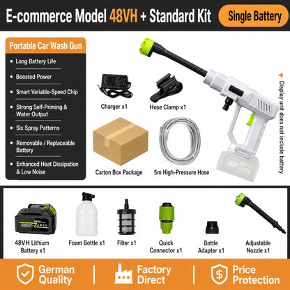 Infinite High-Pressure Car Wash Machine 1200 PSI - Portable Electric Washer with 45min Runtime 6-in-1 Nozzle Ergonomic Handle
